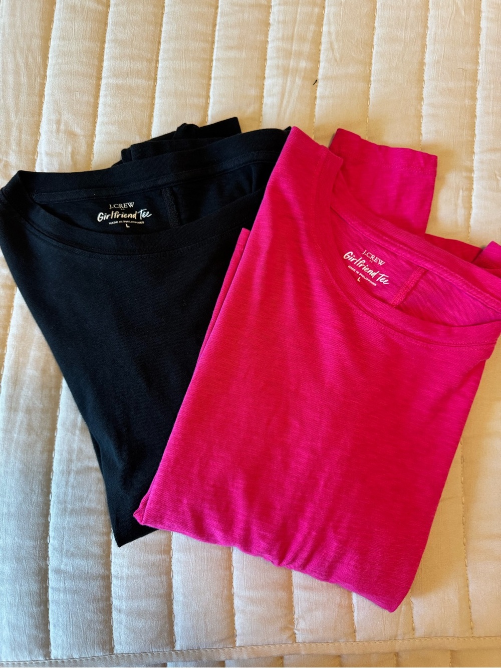 J. Crew Girlfriend Tees- Black & Hot Pink